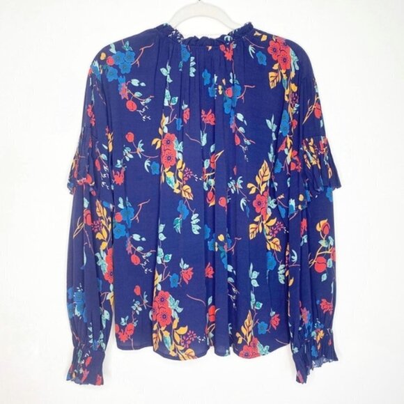 Sea New York Floral Print Ruffle Collar Mari Top Blouse 6 - Picture 4 of 12